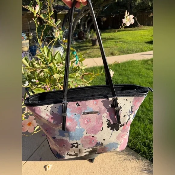 Nine West Floral Print Large Tote Bag – Pink, Purple & Blue - Picture 11 of 11